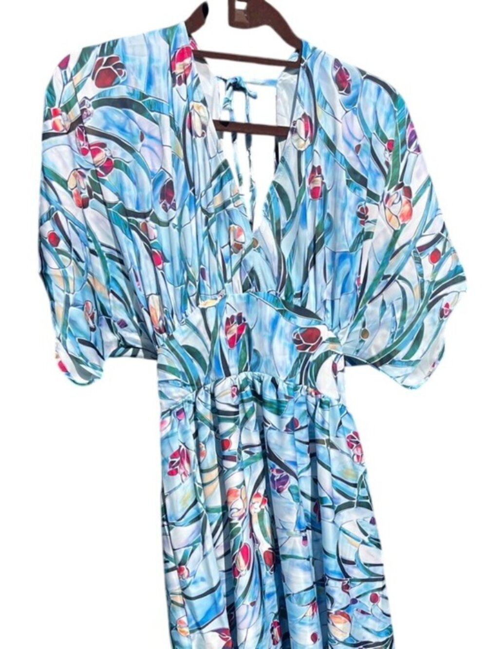 ADOR Light Blue Floral Maxi Dress M NEW - Picture 3 of 16